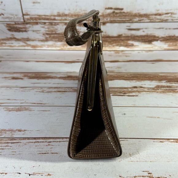 Vintage Verdi Brown Faux Alligator Handbag – Top Handle, Structured Retro Purse - Picture 7 of 7